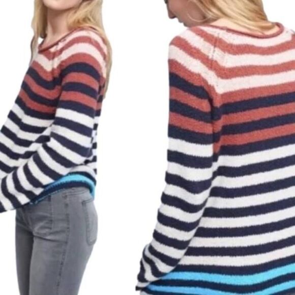 Anthropologie Moth Cable Knit Horizontal Stripe Sweater Sz M - Picture 1 of 11